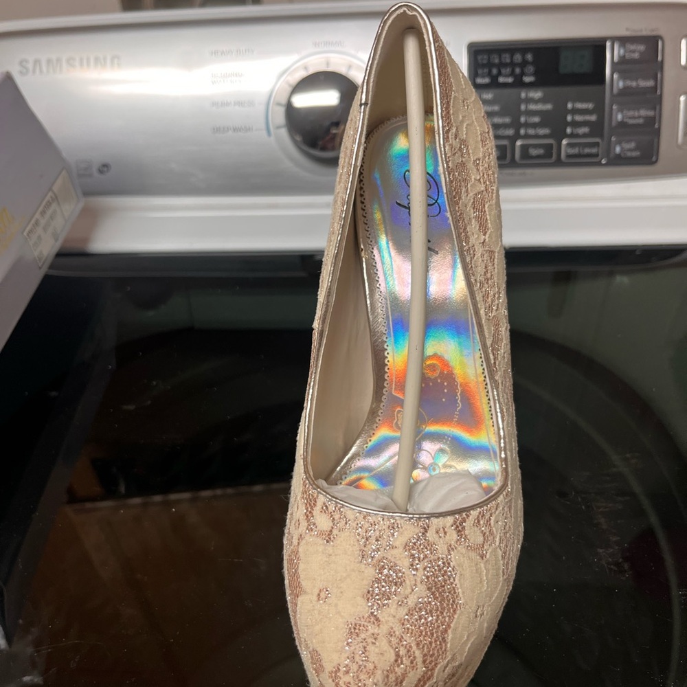 Paprika Lace Beige Heels